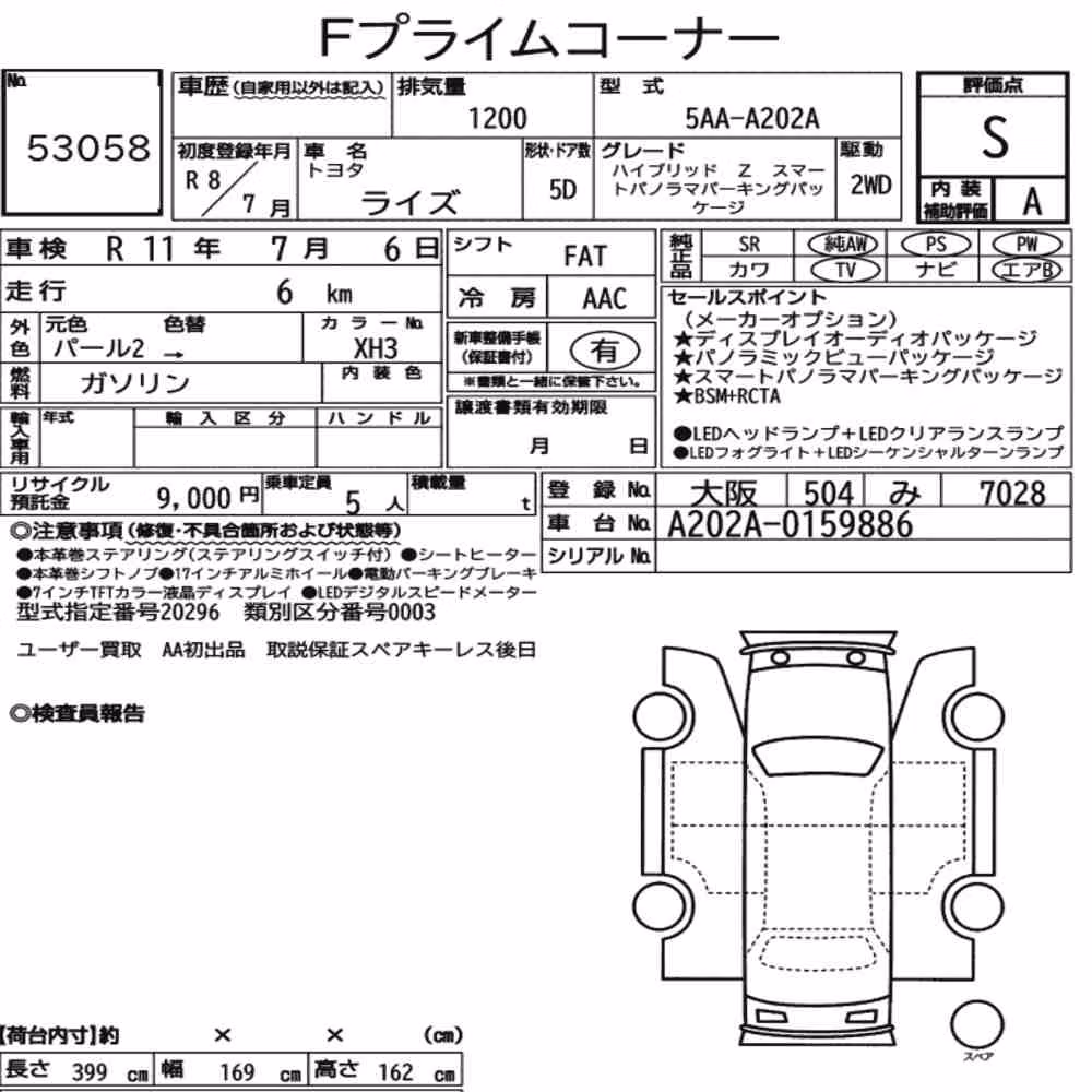 Notka aukcyjna: TOYOTA RAIZE HYBRID Z