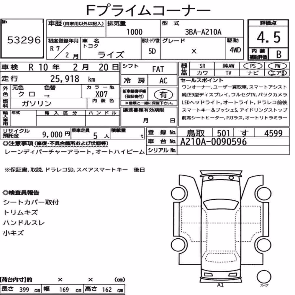 Notka aukcyjna: TOYOTA RAIZE 4WD X