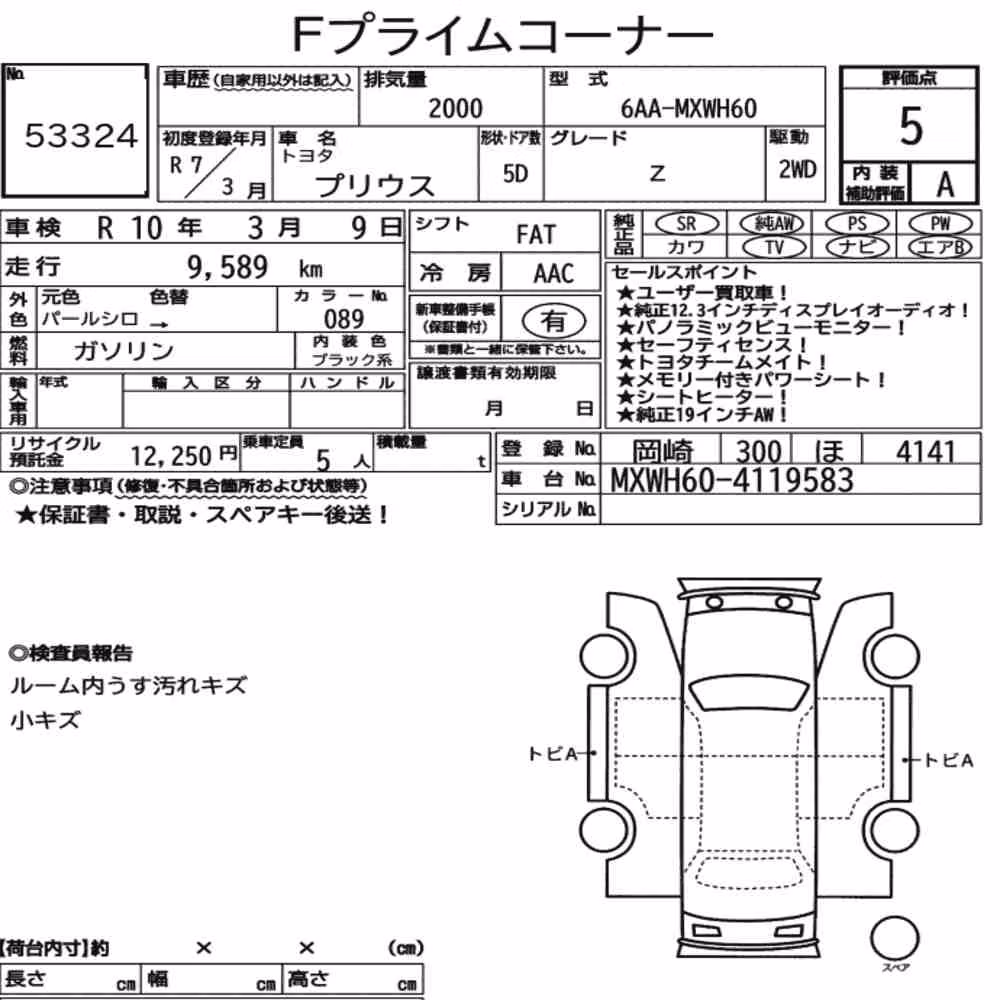 Notka aukcyjna: TOYOTA PRIUS 5D Z