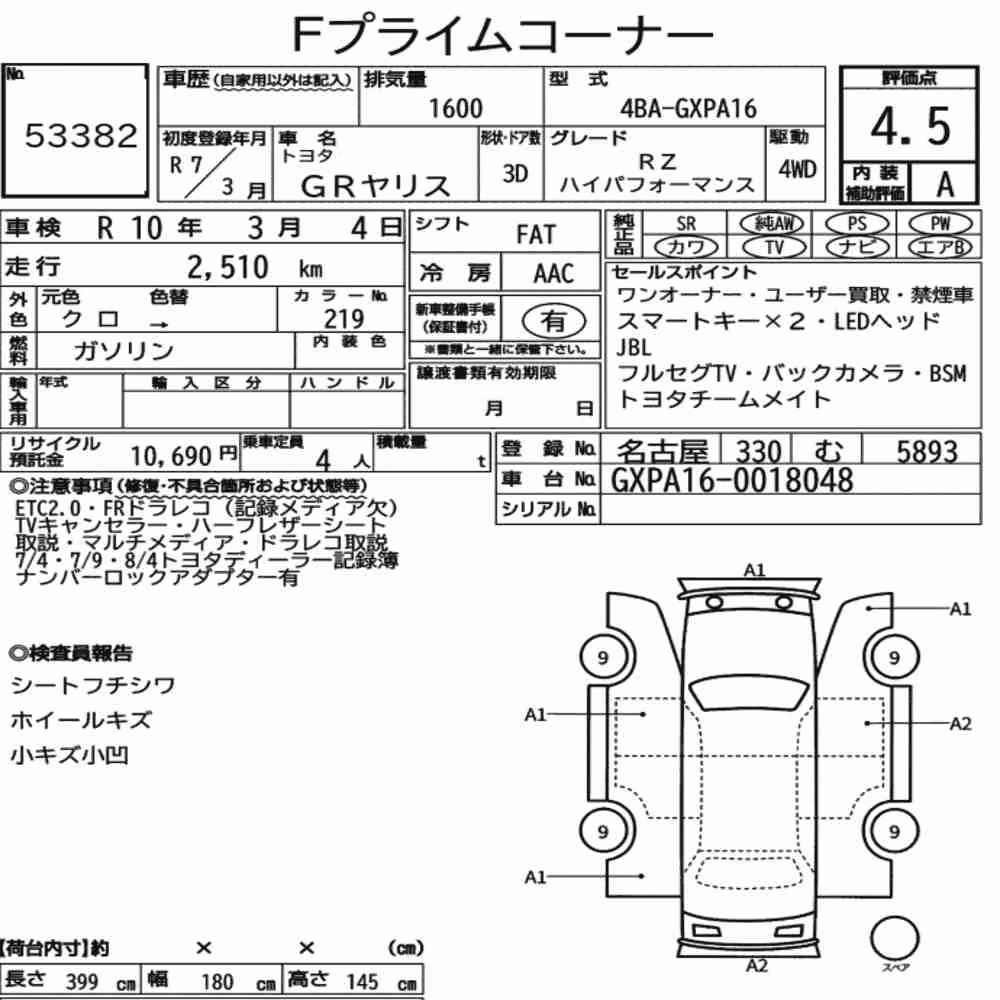Notka aukcyjna: TOYOTA GR YARIS 4WD RZ HIGH PERFORMANCE