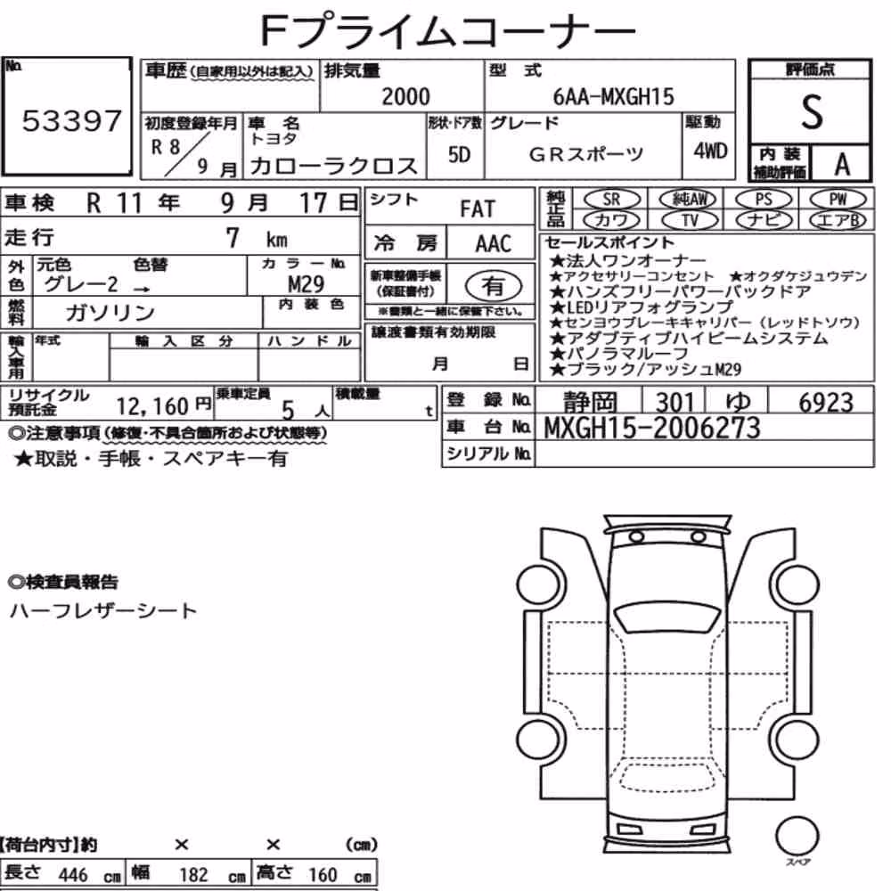 Notka aukcyjna: TOYOTA COROLLA CROSS 4WD GR SPORT