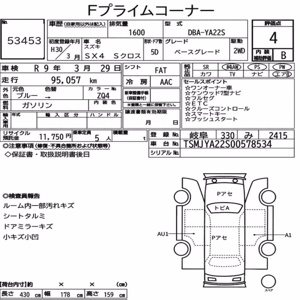 Notka aukcyjna: SUZUKI SX4 S CROSS BASE GRADE