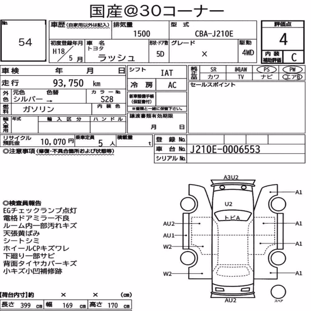 Notka aukcyjna: TOYOTA RUSH 4WD X