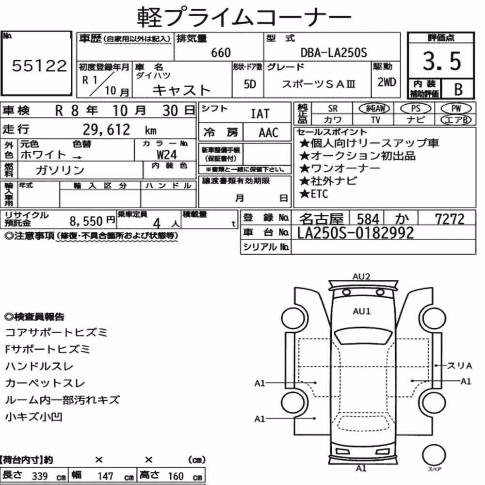 Notka aukcyjna: DAIHATSU CAST SPORTS SAⅢ
