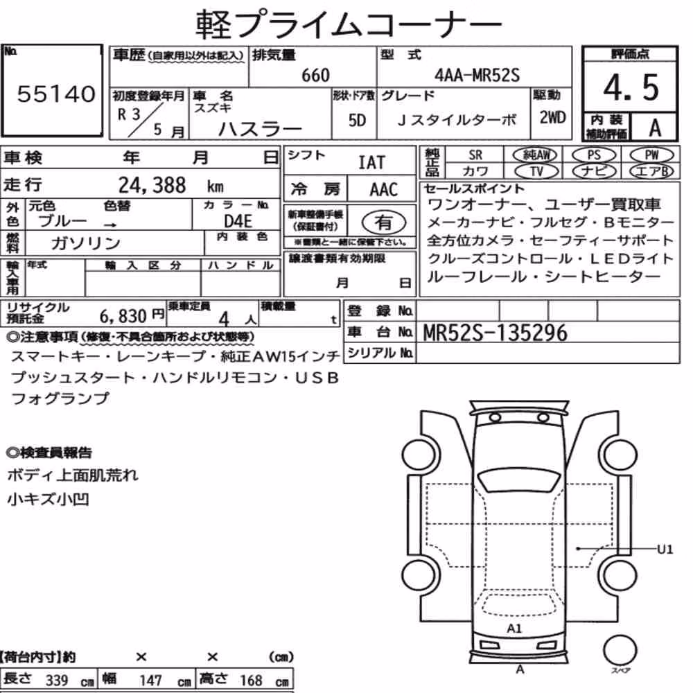 Notka aukcyjna: SUZUKI HUSTLER J STYLE TURBO