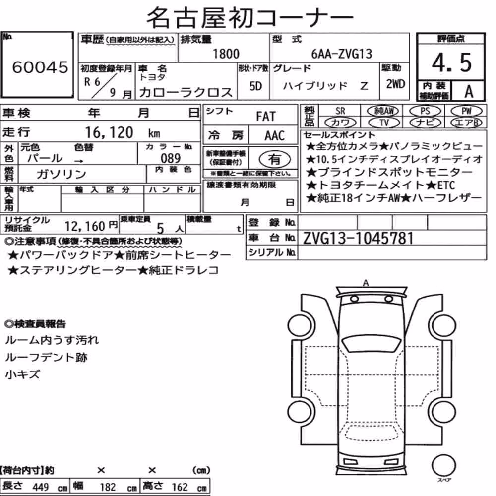 Notka aukcyjna: TOYOTA COROLLA CROSS HYBRID Z
