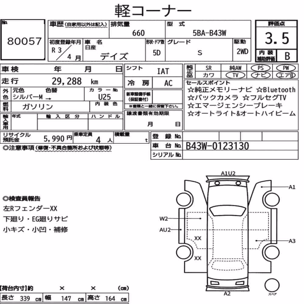 Notka aukcyjna: NISSAN DAYZ S
