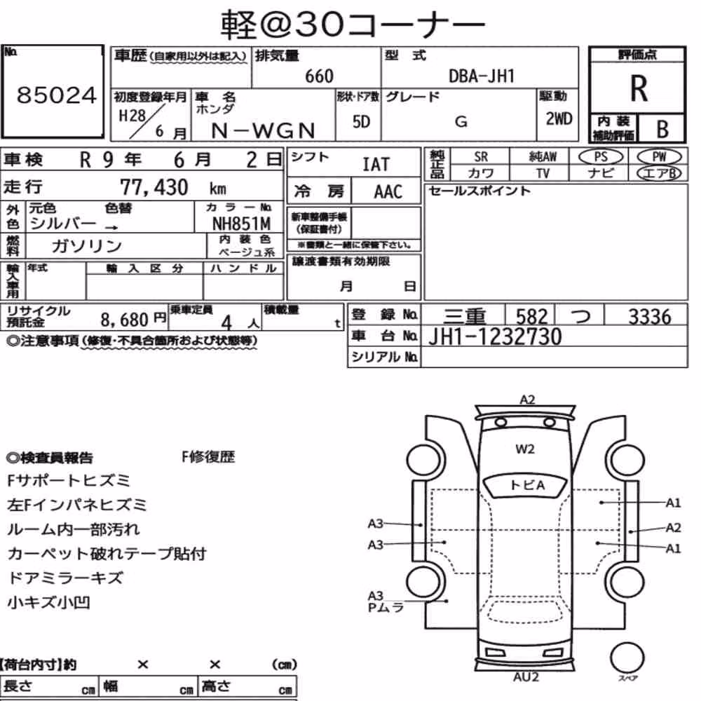 Notka aukcyjna: HONDA N-WGN G