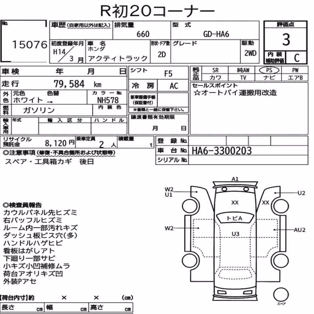 Notka aukcyjna: HONDA ACTY TRUCK