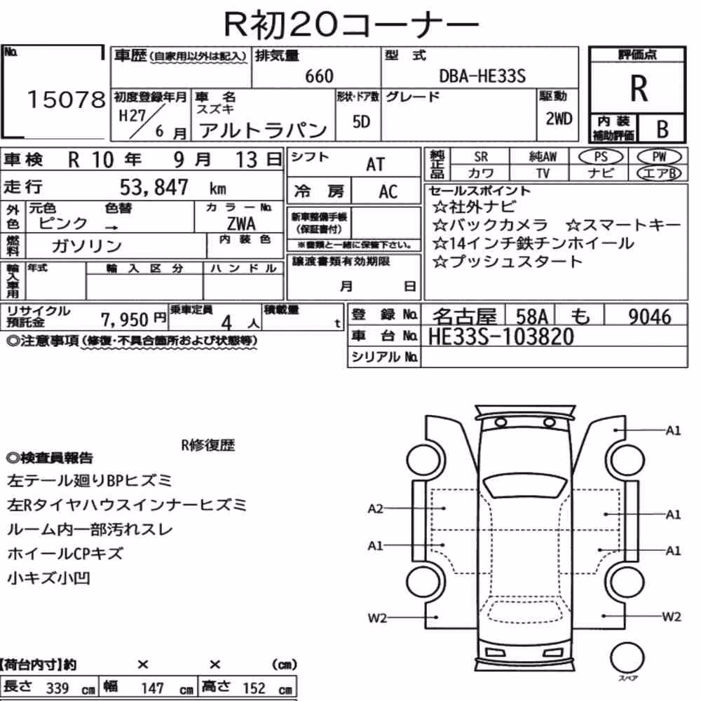 Notka aukcyjna: SUZUKI ALTO LAPIN