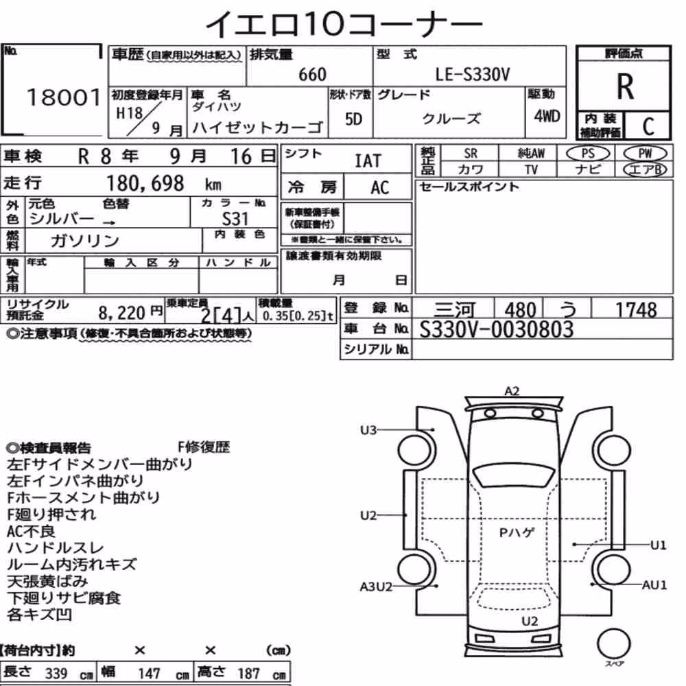 Notka aukcyjna: DAIHATSU HIJET CARGO 5D 4WD CRUISE
