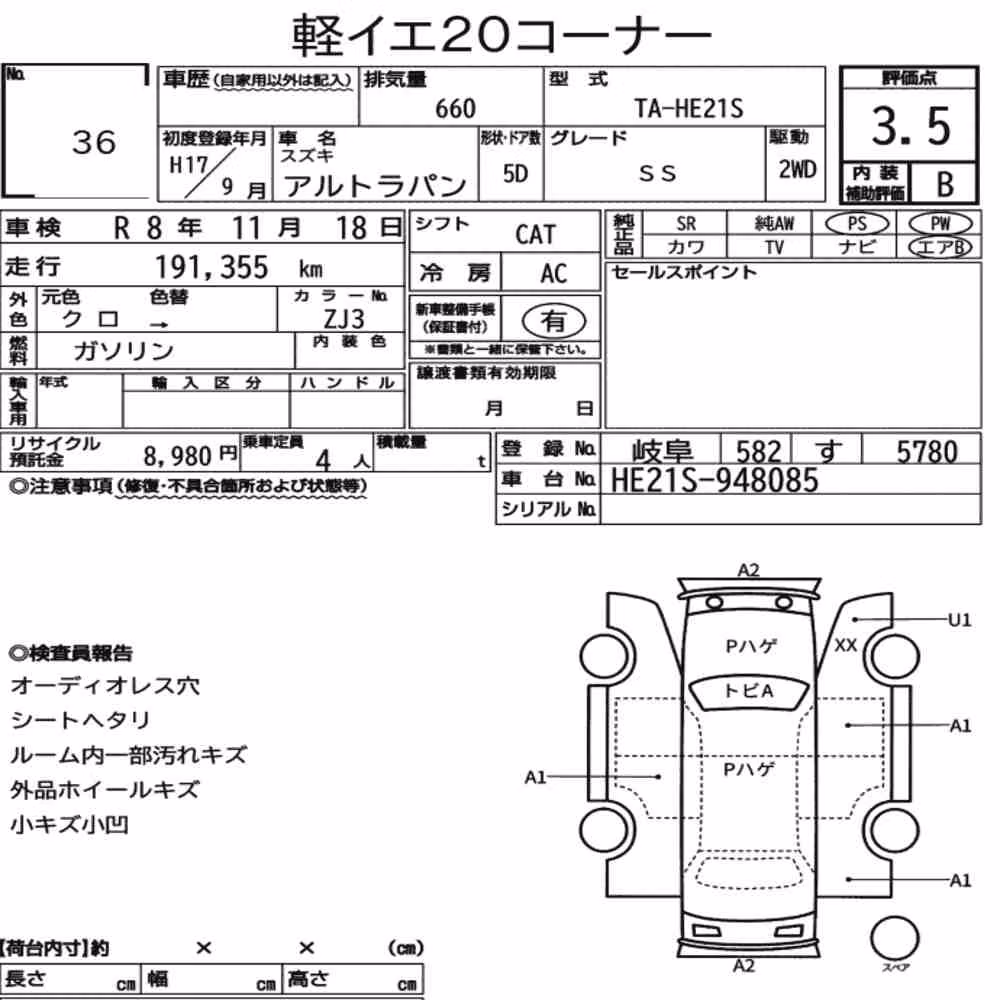 Notka aukcyjna: SUZUKI ALTO LAPIN SS