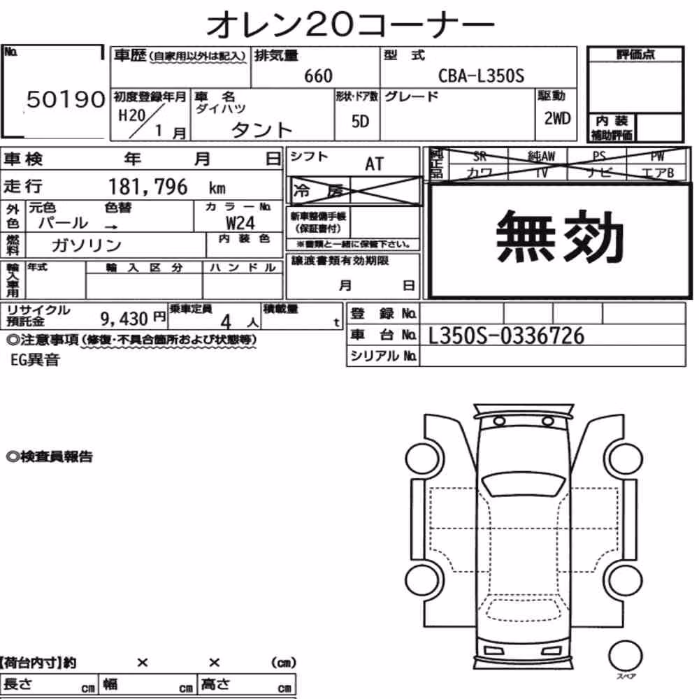 Notka aukcyjna: DAIHATSU TANTO