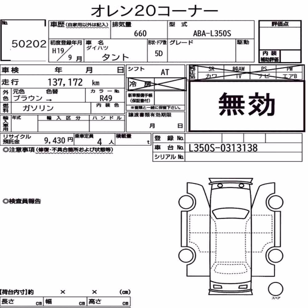 Notka aukcyjna: DAIHATSU TANTO