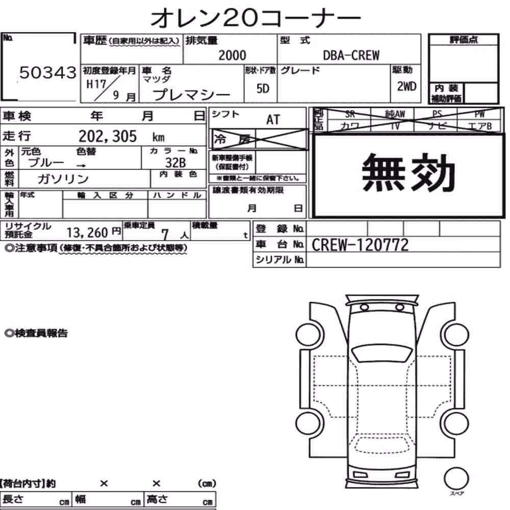 Notka aukcyjna: MAZDA PREMACY