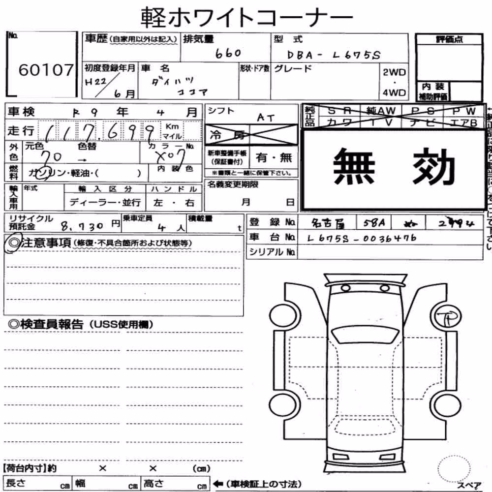 Notka aukcyjna: DAIHATSU MIRA COCOA