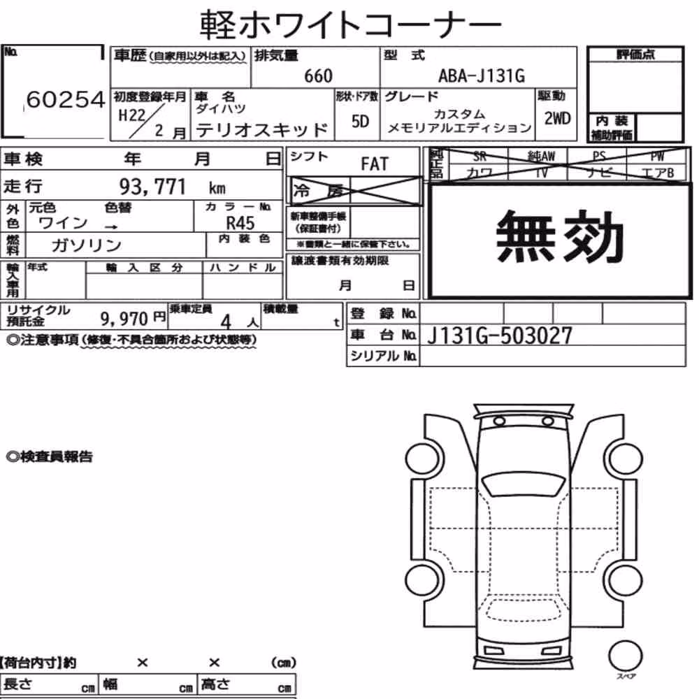Notka aukcyjna: DAIHATSU TERIOS KID CUSTOM MEMORIAL EDITION
