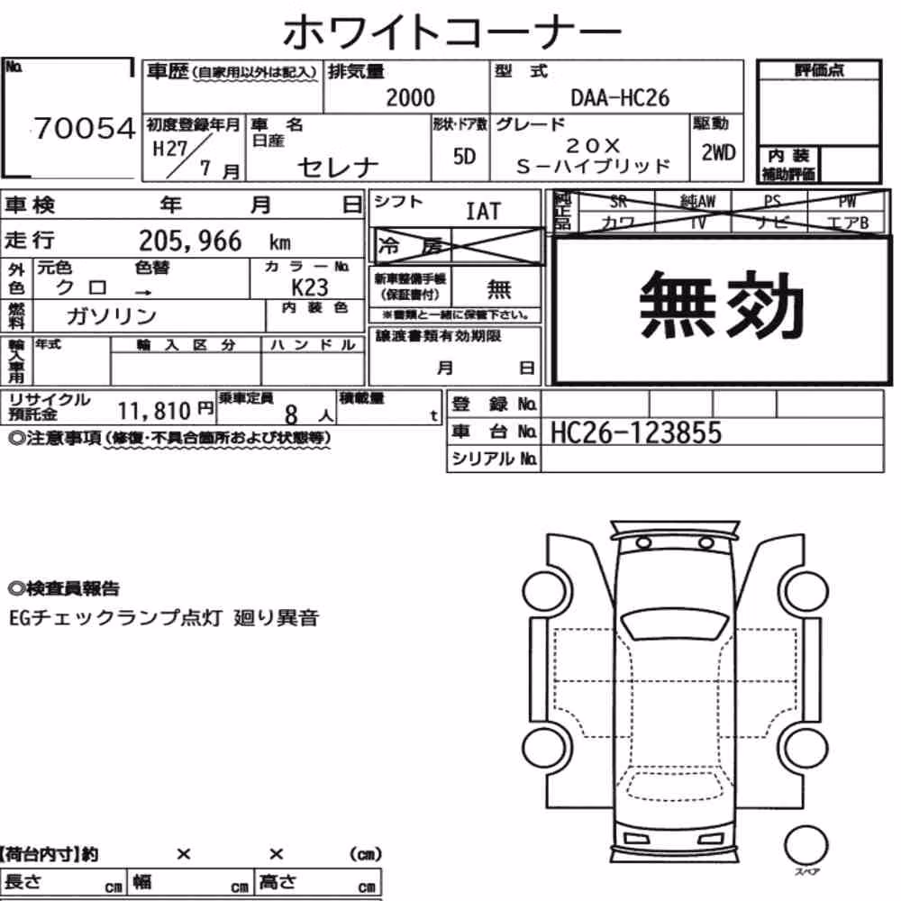 Notka aukcyjna: NISSAN SERENA 5D 20X S-HYBRID