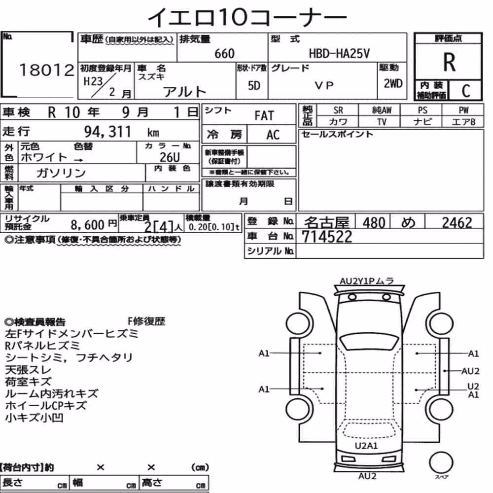 Notka aukcyjna: SUZUKI ALTO 5D VP