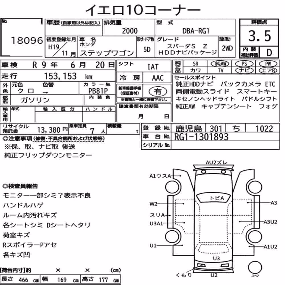 Notka aukcyjna: HONDA STEPWAGON 5D SPADA S Z HDD NAVI PACKAGE