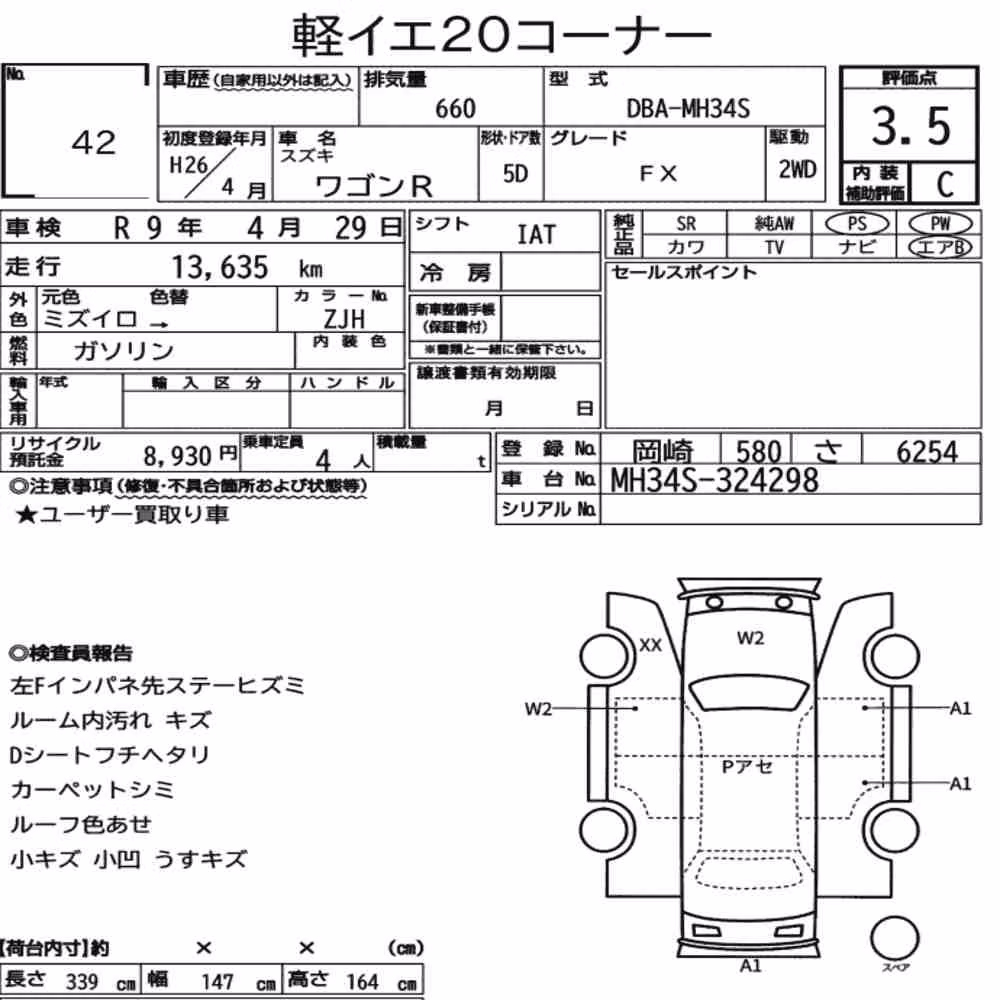 Notka aukcyjna: SUZUKI WAGON R 5D FX