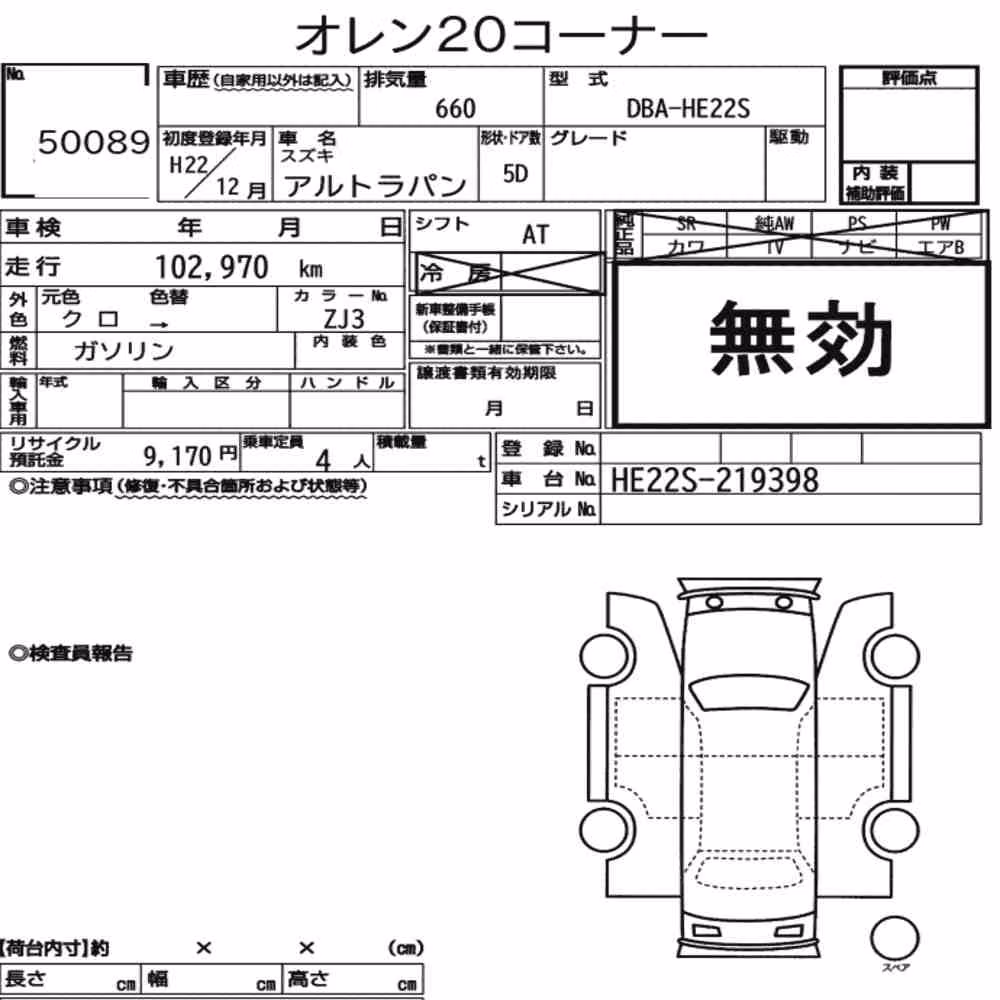 Notka aukcyjna: SUZUKI ALTO LAPIN