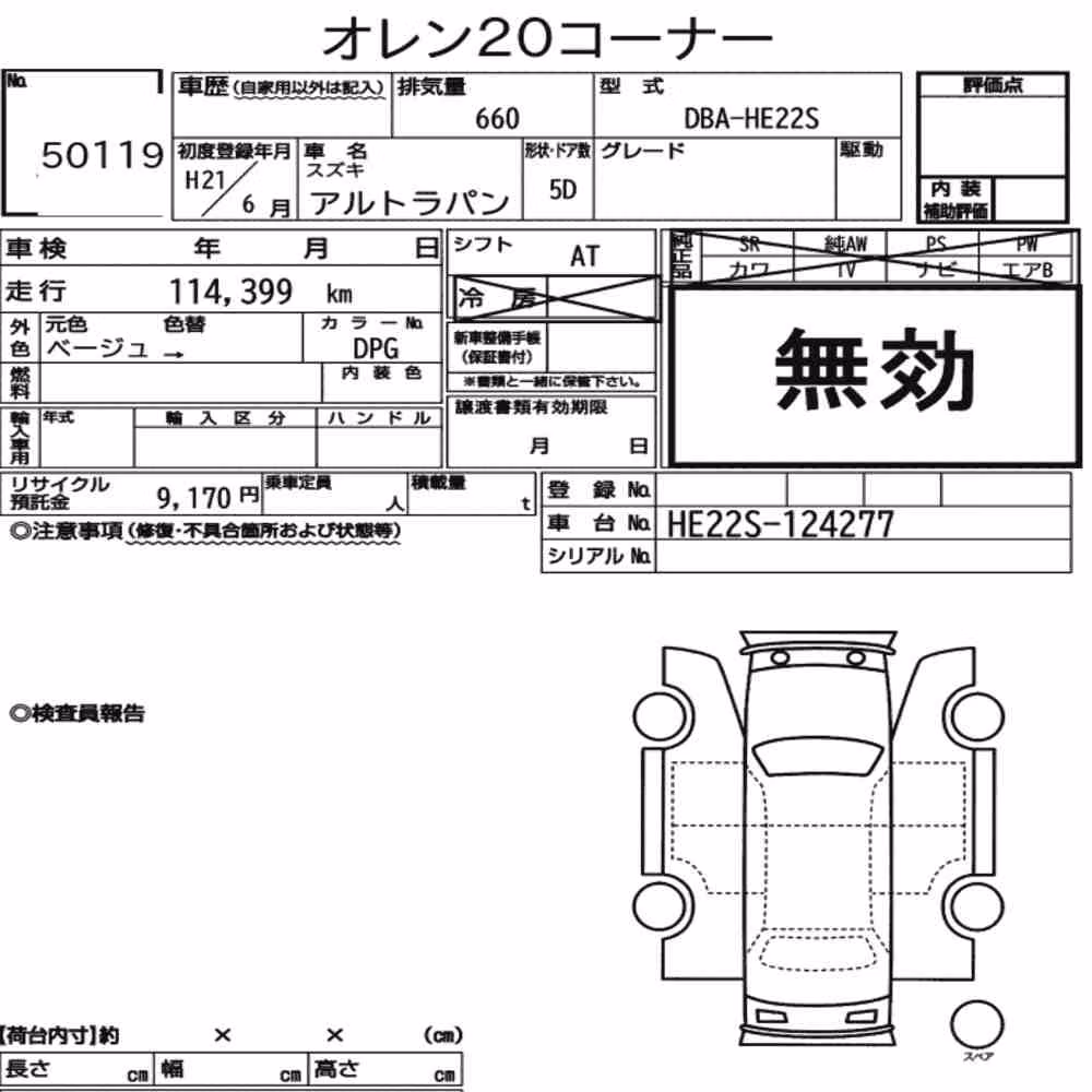 Notka aukcyjna: SUZUKI ALTO LAPIN