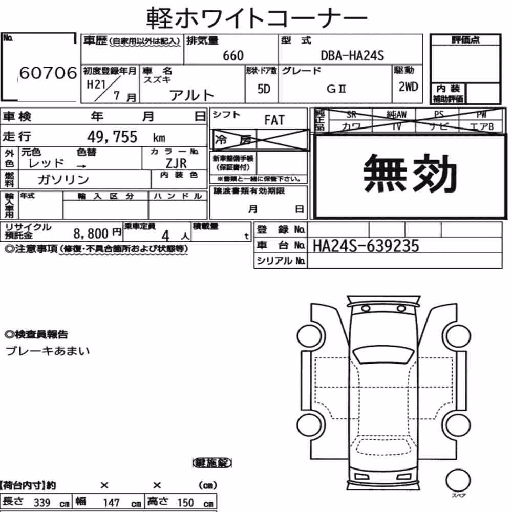 Notka aukcyjna: SUZUKI ALTO 5D GⅡ