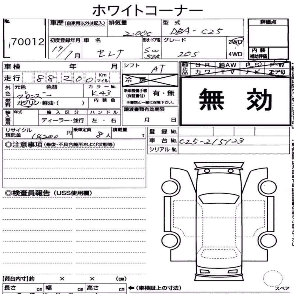 Notka aukcyjna: NISSAN SERENA 5D 20S