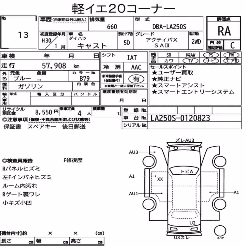 Notka aukcyjna: DAIHATSU CAST ACTIVA X SA Ⅲ