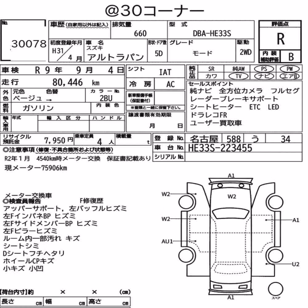 Notka aukcyjna: SUZUKI ALTO LAPIN MODE