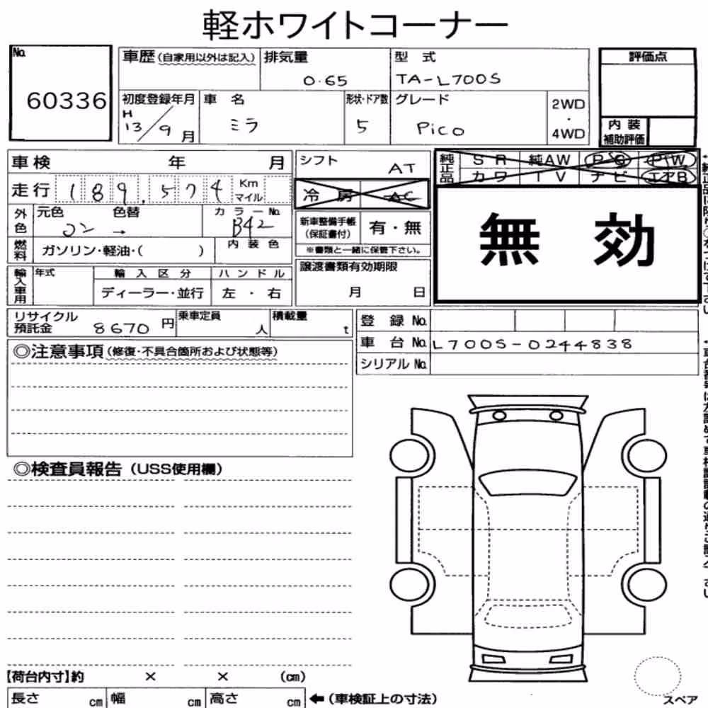 Notka aukcyjna: DAIHATSU MIRA 5D PICO