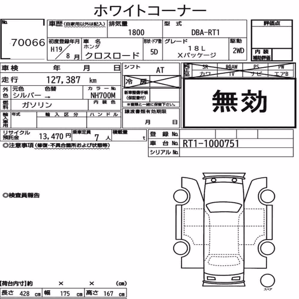 Notka aukcyjna: HONDA CROSS ROAD 5D 18L X PACKAGE