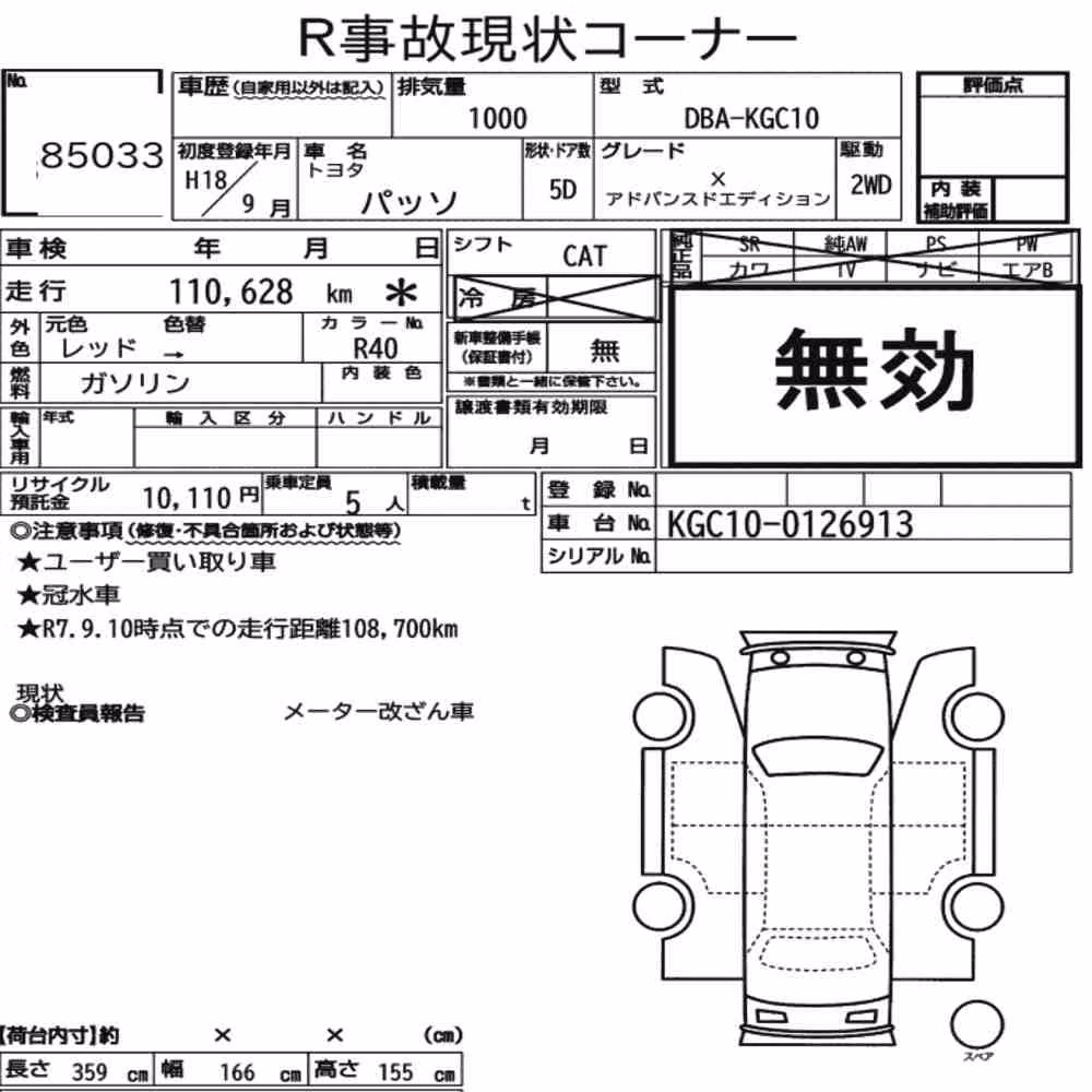 Notka aukcyjna: TOYOTA PASSO X ADVANCED EDITION