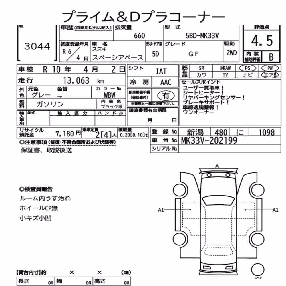 Notka aukcyjna: SUZUKI SPACIA BASE GF