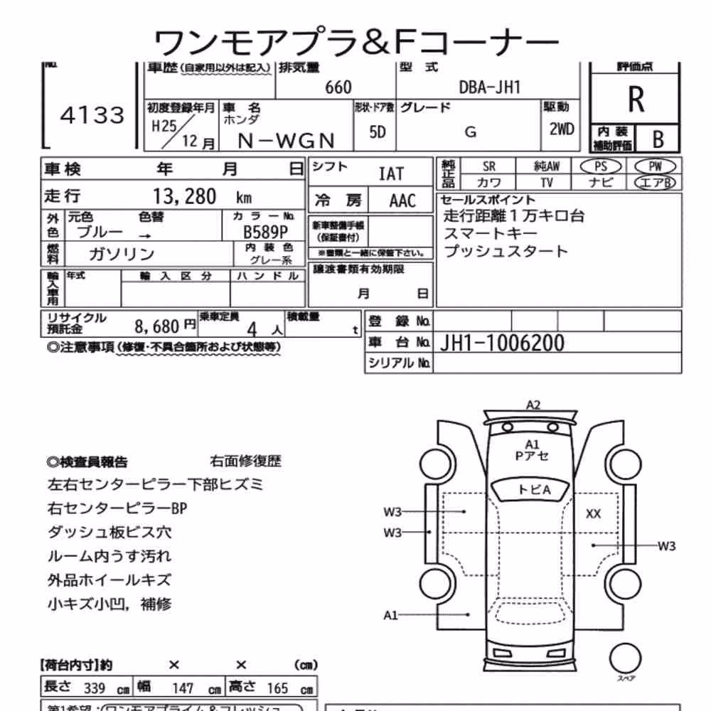 Notka aukcyjna: HONDA N-WGN G
