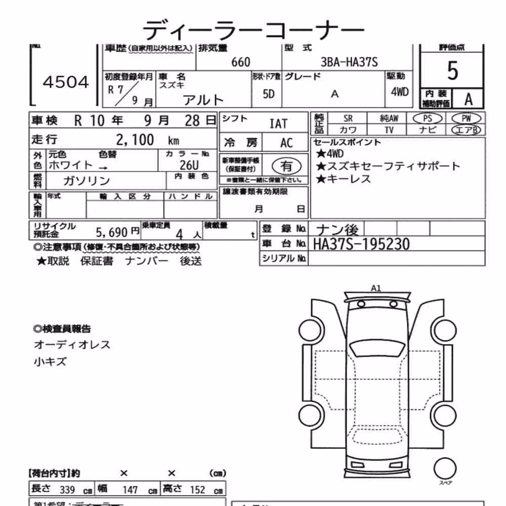 Notka aukcyjna: SUZUKI ALTO 5D 4WD A