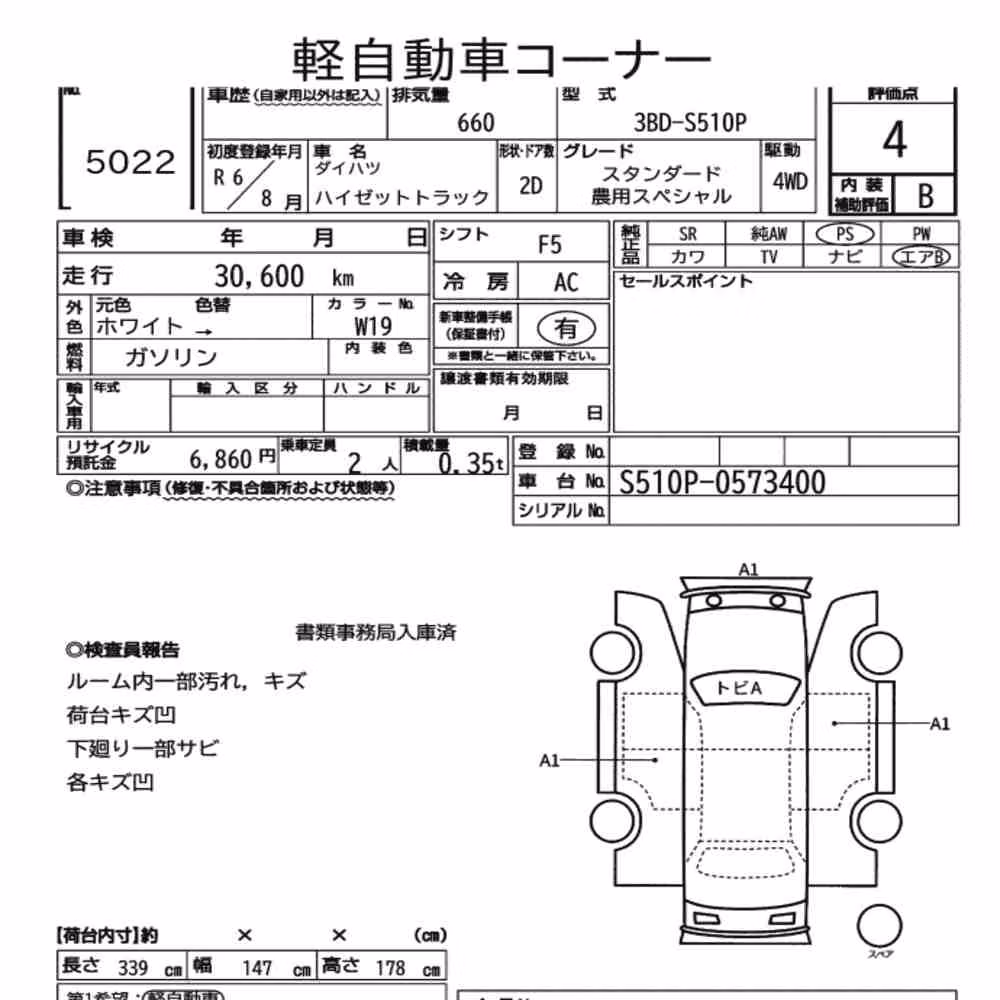 Notka aukcyjna: DAIHATSU HIJET TRUCK 4WD STANDARD NOUYOU SPECIAL