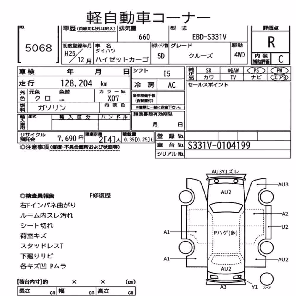 Notka aukcyjna: DAIHATSU HIJET CARGO 5D 4WD CRUISE