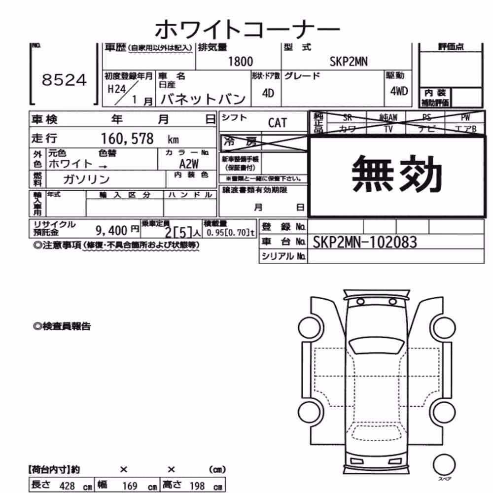 Notka aukcyjna: NISSAN VANETTE VAN 4D 4WD