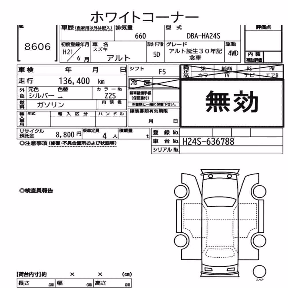 Notka aukcyjna: SUZUKI ALTO 5D 4WD ALTO 30TH ANNIVERSARY