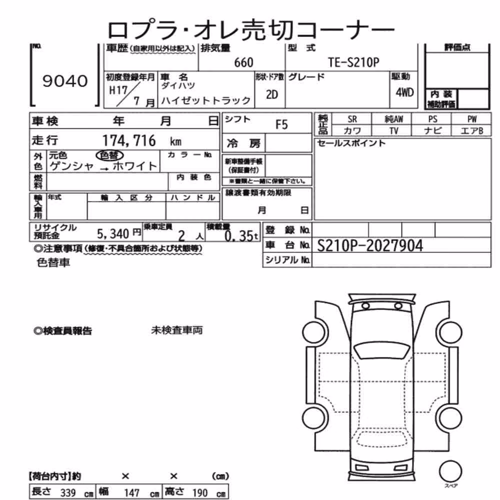 Notka aukcyjna: DAIHATSU HIJET TRUCK 4WD