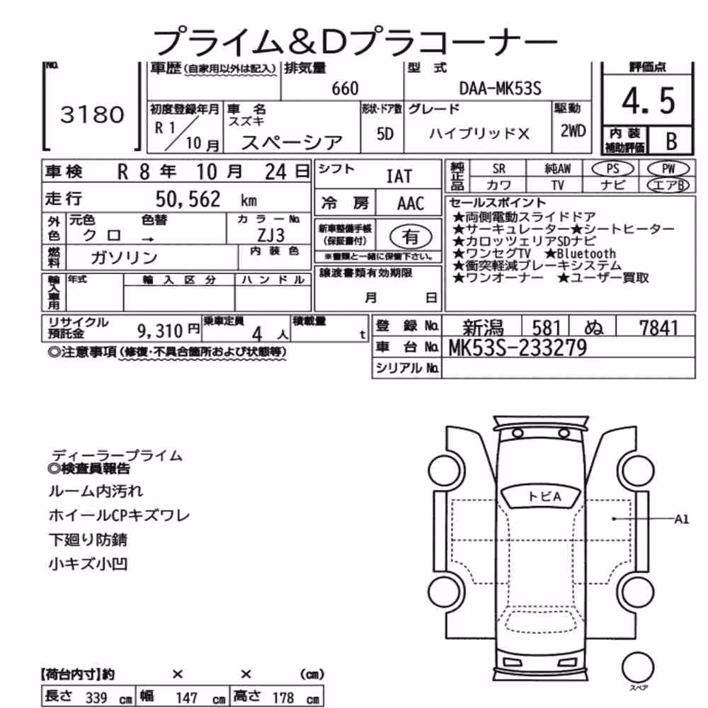 Notka aukcyjna: SUZUKI SPACIA HYBRID X