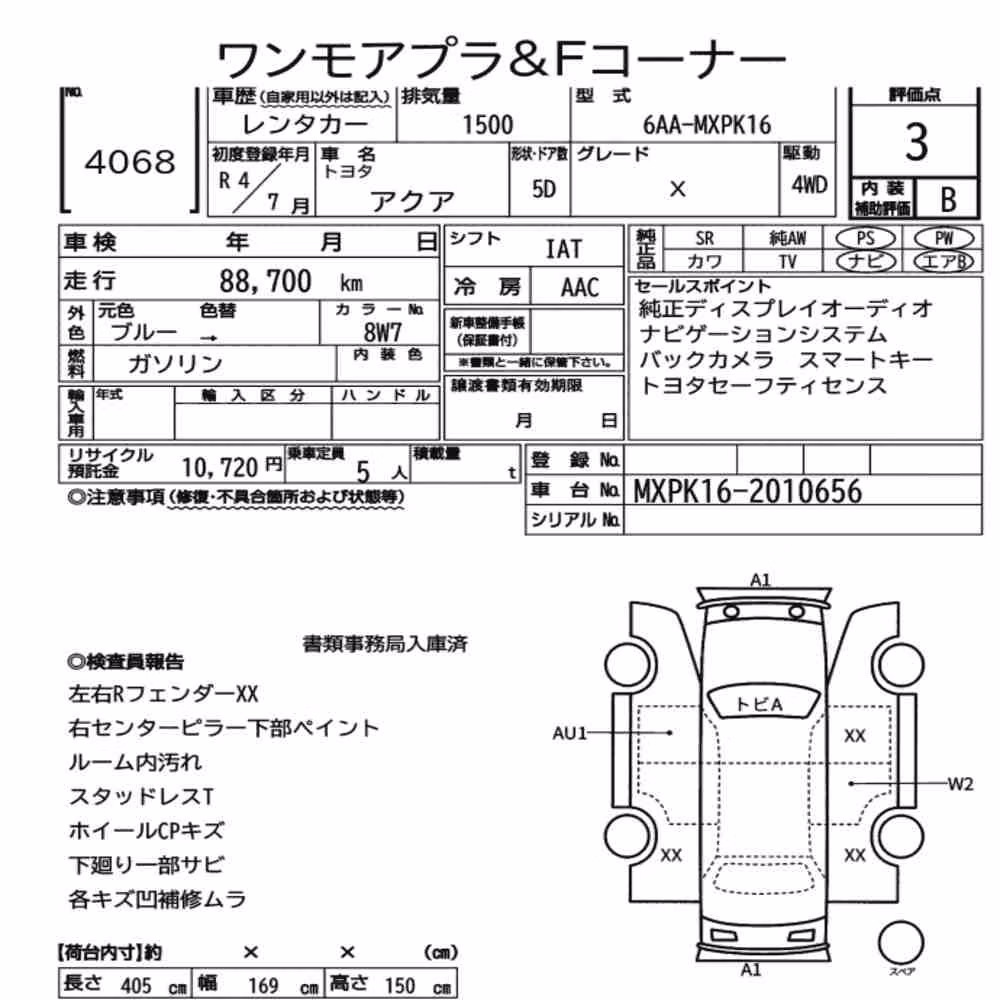 Notka aukcyjna: TOYOTA AQUA 4WD X