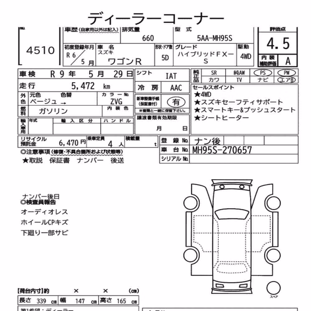 Notka aukcyjna: SUZUKI WAGON R 5D 4WD HYBRID FX-S