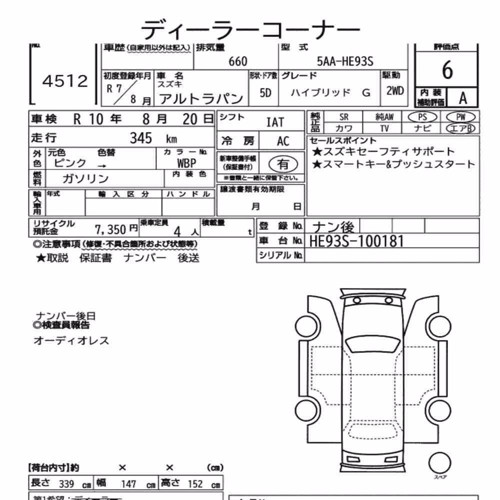 Notka aukcyjna: SUZUKI ALTO LAPIN HYBRID G