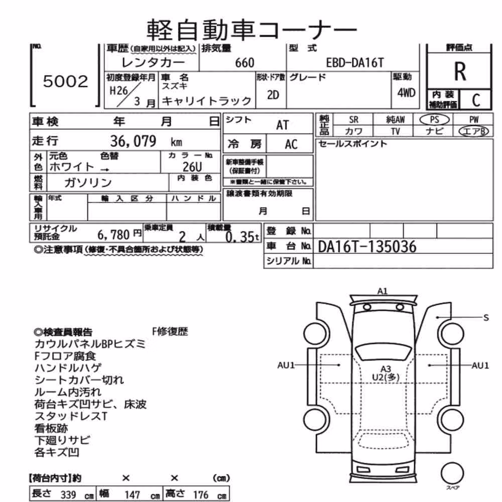 Notka aukcyjna: SUZUKI CARRY TRUCK 4WD