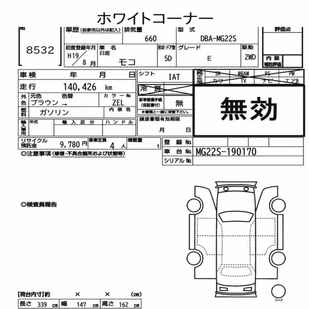 Notka aukcyjna: NISSAN MOCO E