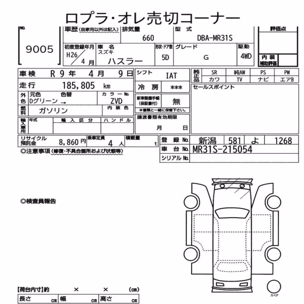 Notka aukcyjna: SUZUKI HUSTLER 4WD G