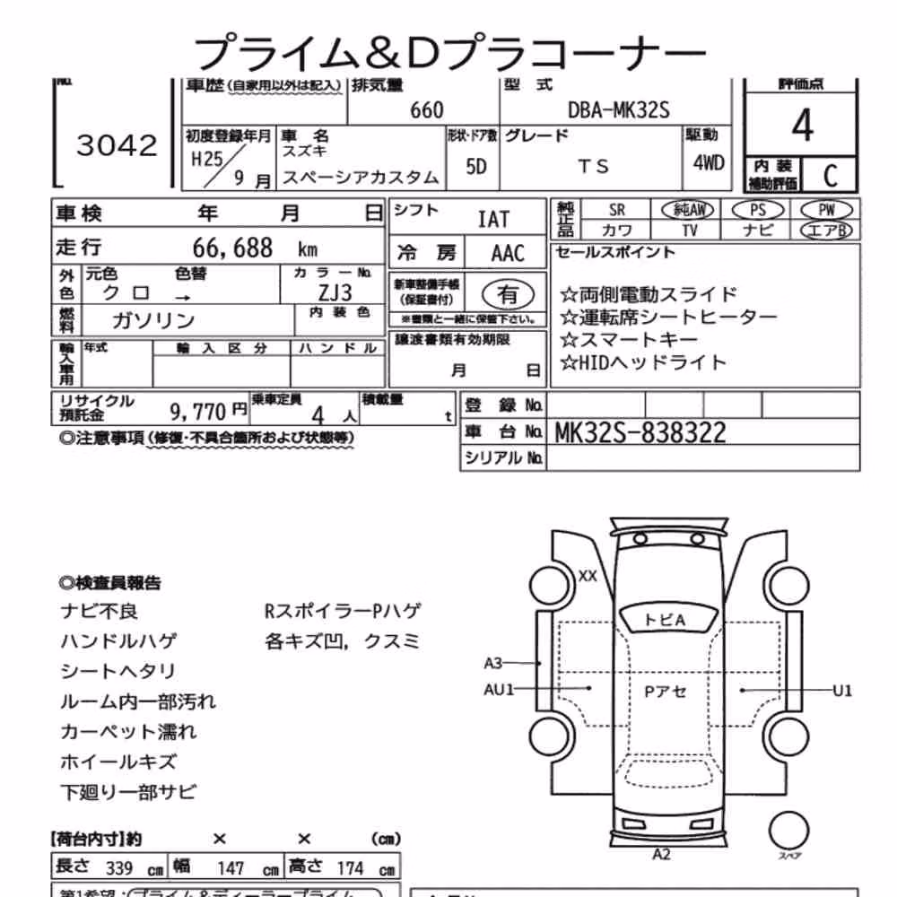 Notka aukcyjna: SUZUKI SPACIA CUSTOM 4WD TS